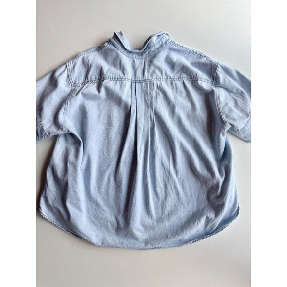 XIRENA Chayse Blue Dove Cotton Denim Cropped Shirt Blouse Top, Size S - Picture 8 of 12